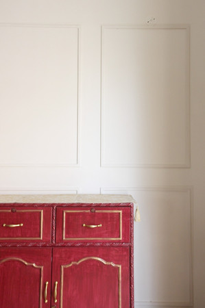console design, red console, art deco console, english interiors, home dining design