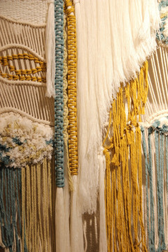 macrum design, thread design, artwork, interior art, yellow blue white, macrum installation, jaipur retail, the grey dot, mumbai retail