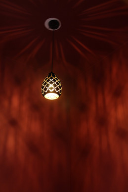 light ideas, light design, red interiors