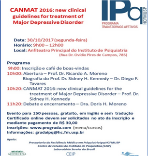 CANMAT 2016 - Novas Diretrizes sobre o Tratamento do Distúrbio da Depressão Maior