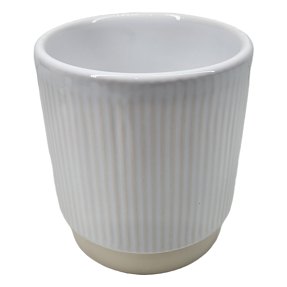 Thumbnail: White Ribbed Glazed Planter