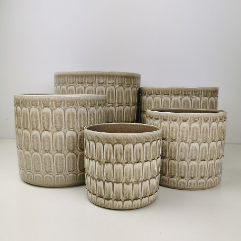Thumbnail: Mushroom Grey Textured Glazed Ceramic Planter