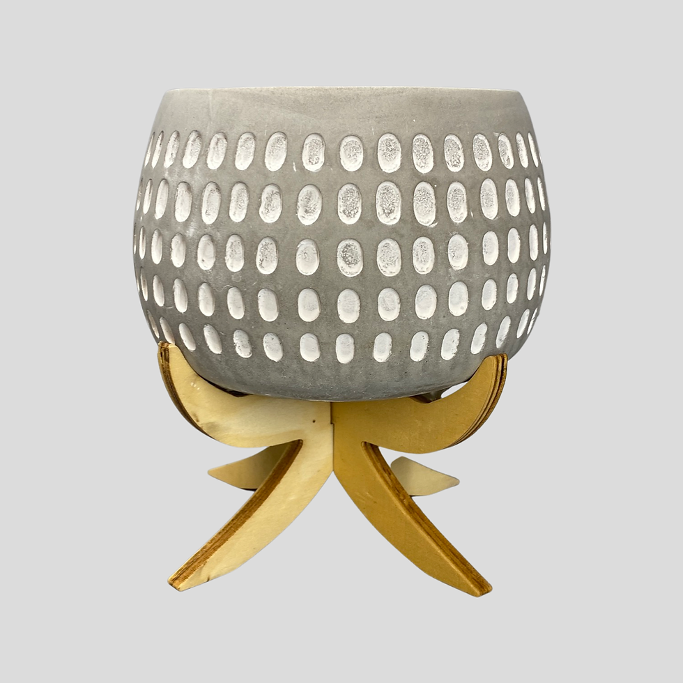 Thumbnail: Luna Landing grey ceramic planter on stand - fits 10cm and 6cm plants - two size