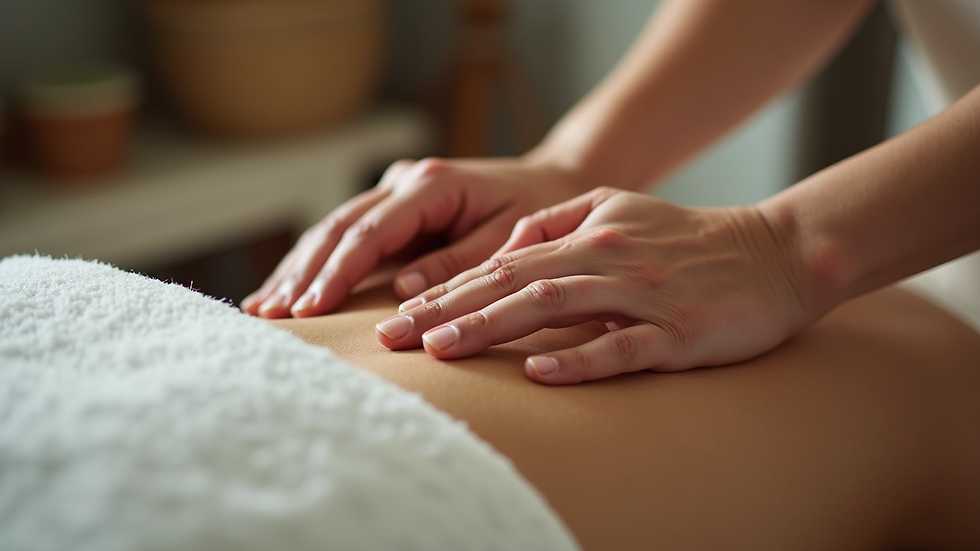 Close-up view of hands performing a traditional massage technique