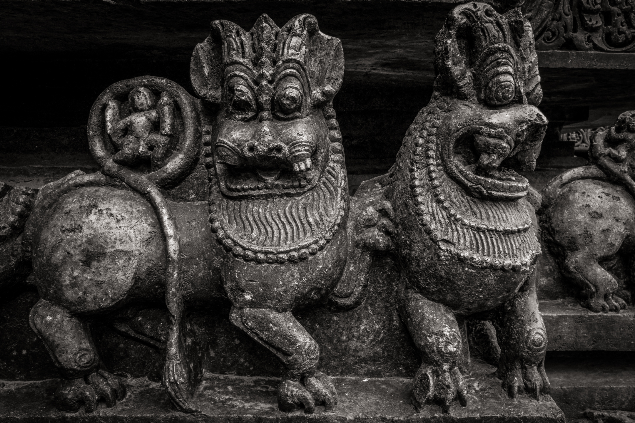 Close detail of carved stone with intricate texture