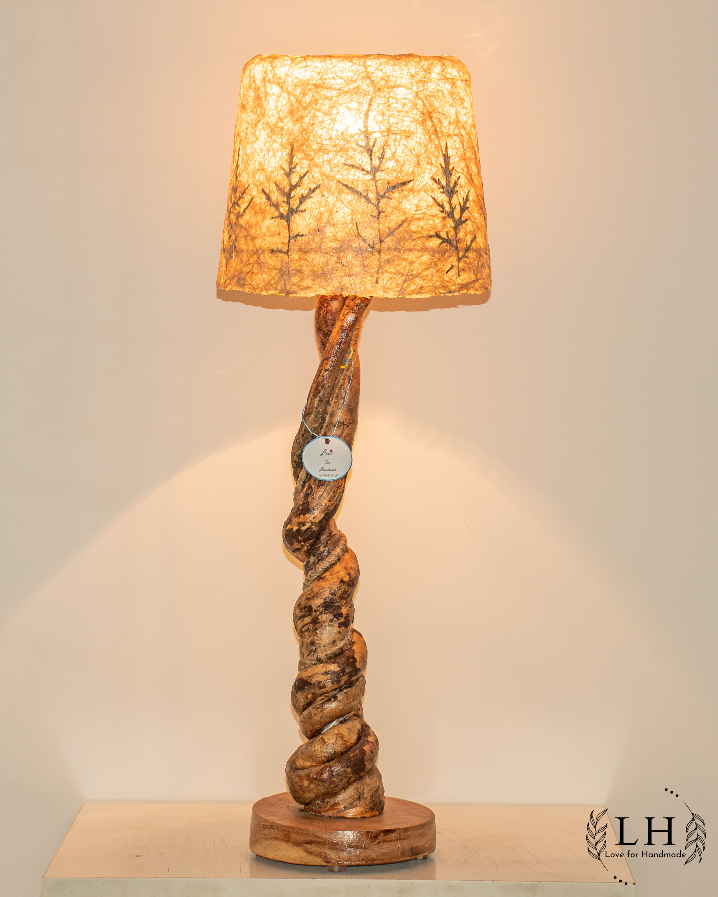 Twisted wooden lamp