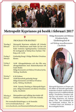 Program för besöket av Metropolit Kyprianos i februari 2017