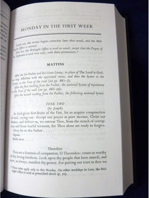 Utdrag från Triodion för första veckan i Stora fastan