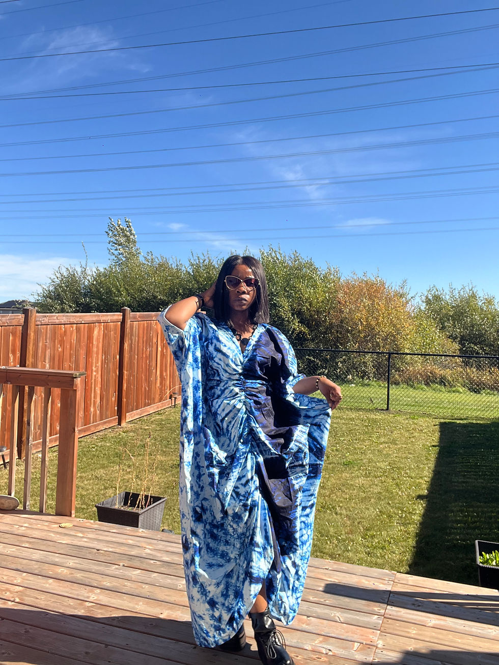 Thumbnail: Sisi Full Length Blue Bubu Dress