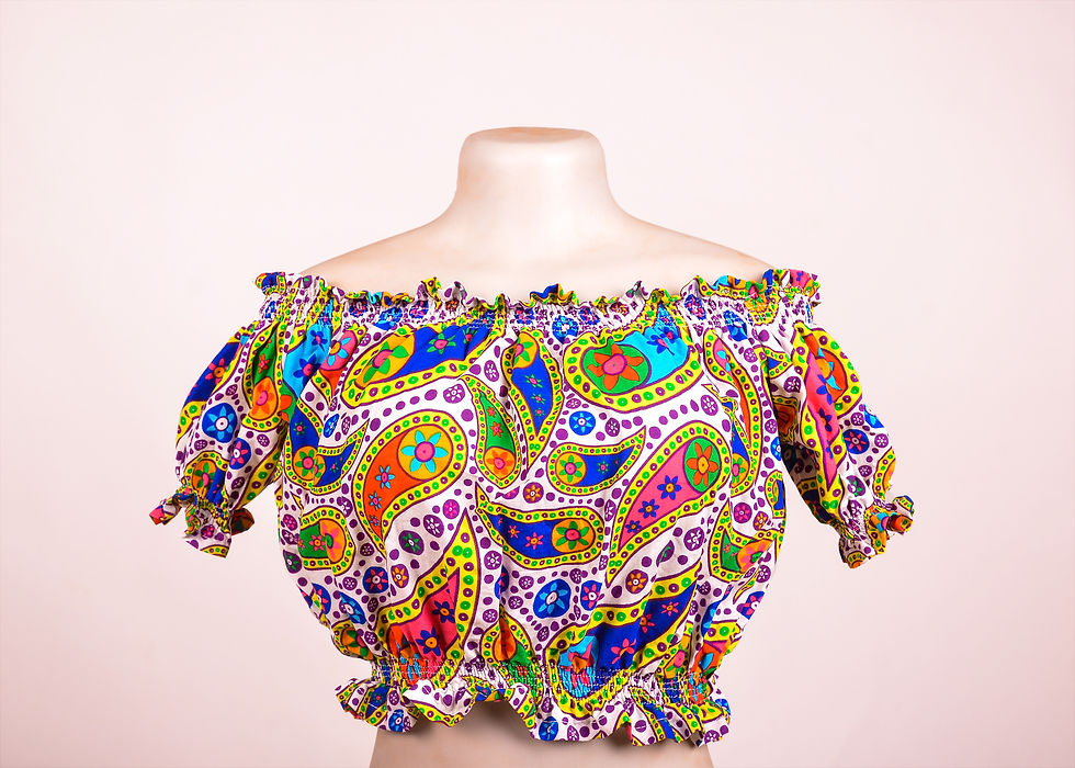 Thumbnail: Ama Crop Top with Elastic - 3 Print Options