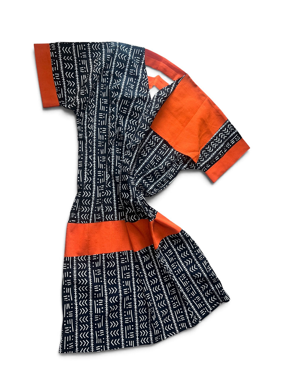 Thumbnail: Nonye Free Size Monochrome Ankara and Asooke Detail Bubu Dress