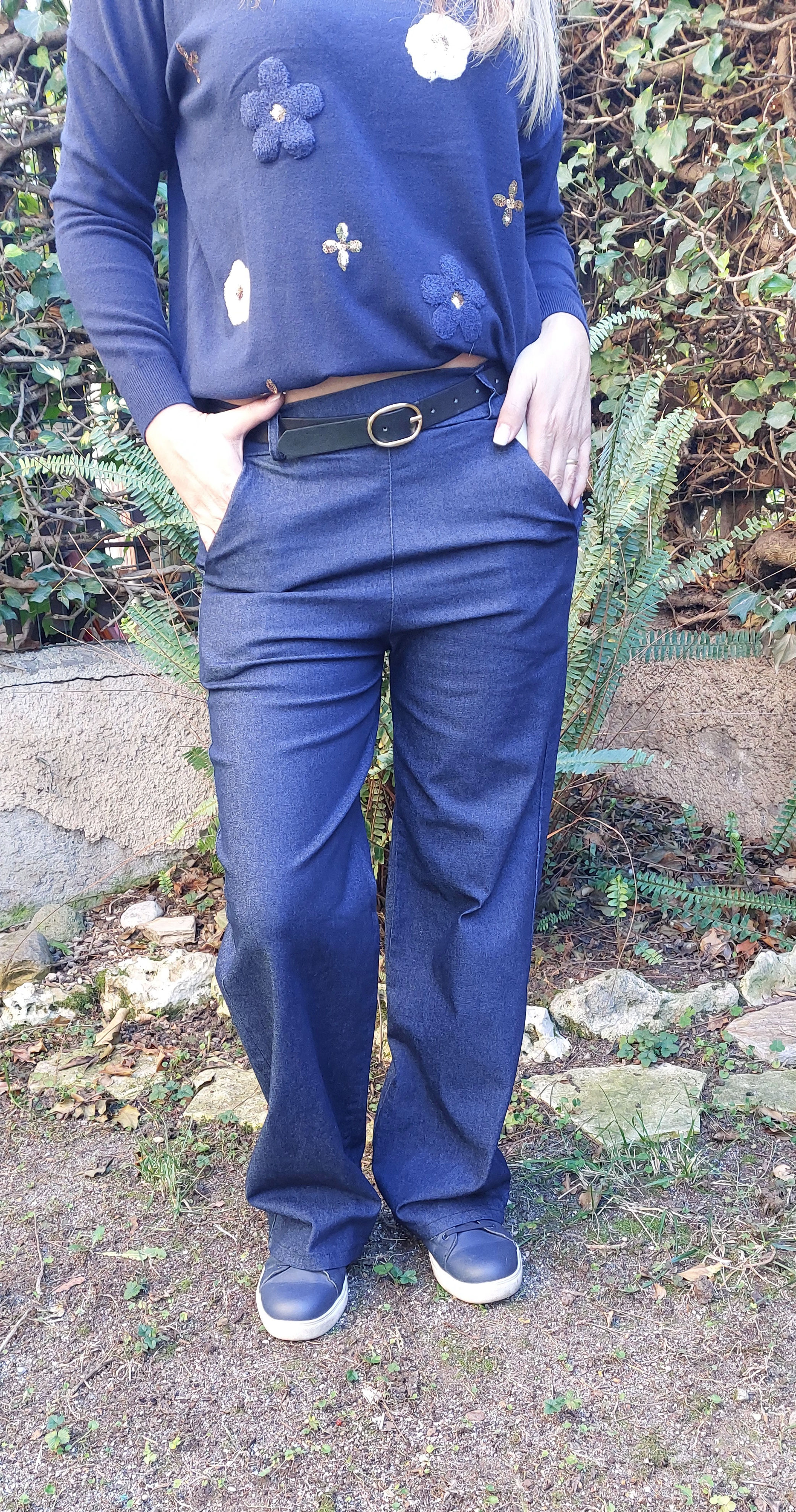 Pantaloni tessuto jeans elasticizzati