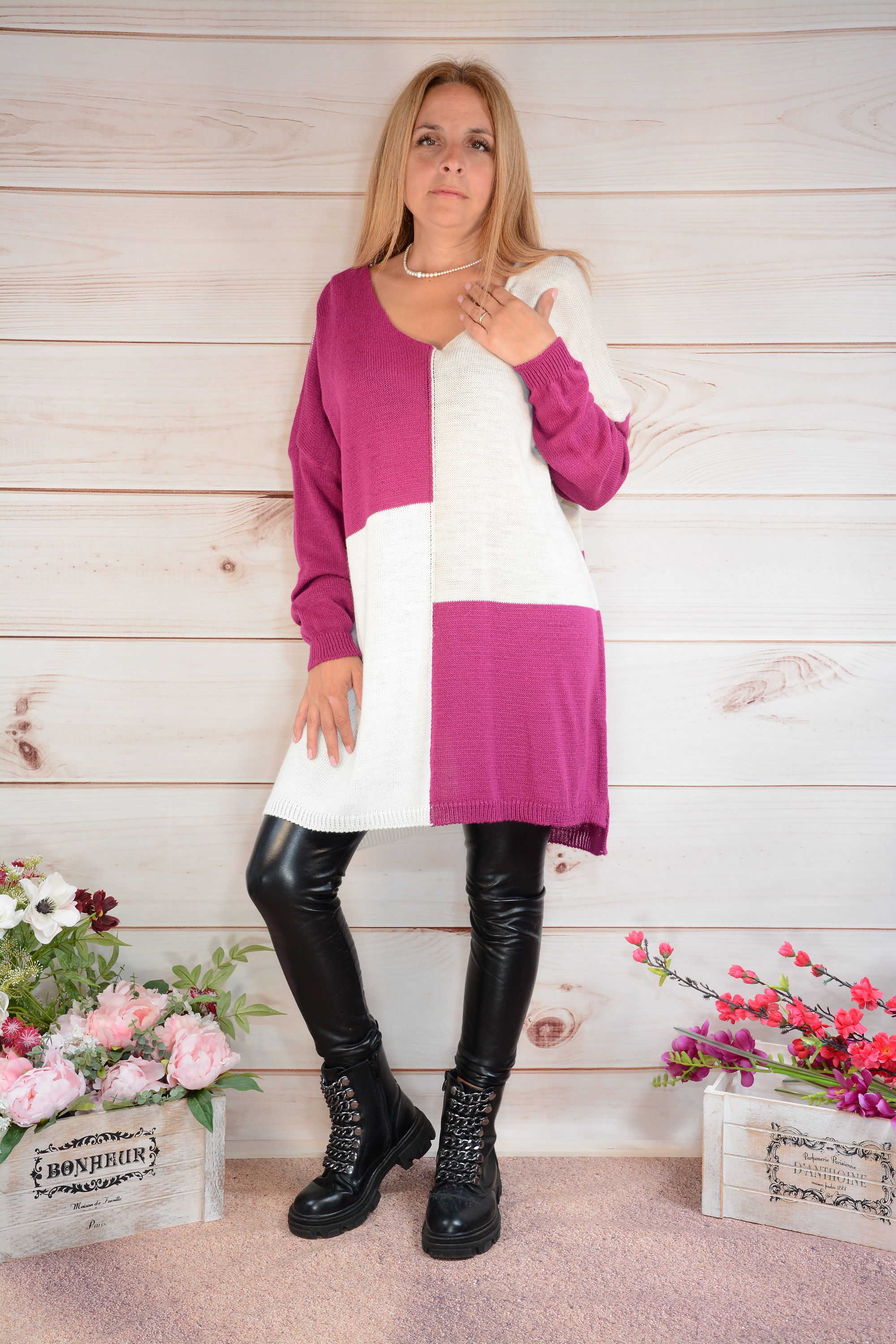 Maxi maglia bicolore