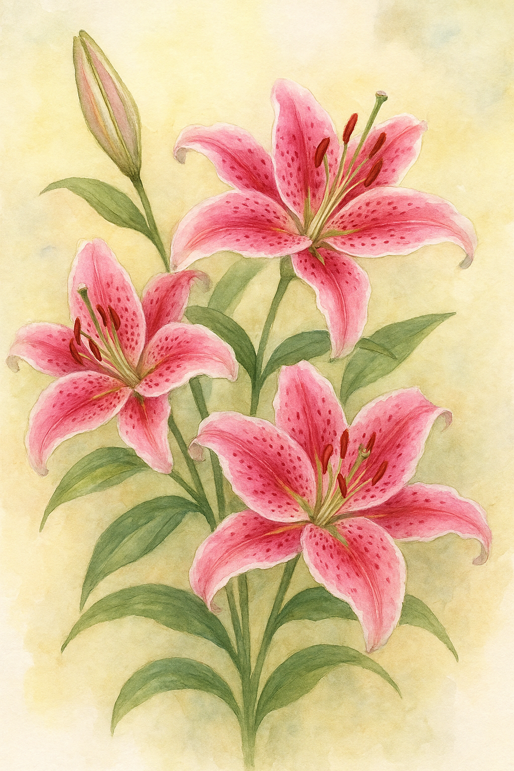 8 x 10 Water Color Stargazer Lily Digital Image