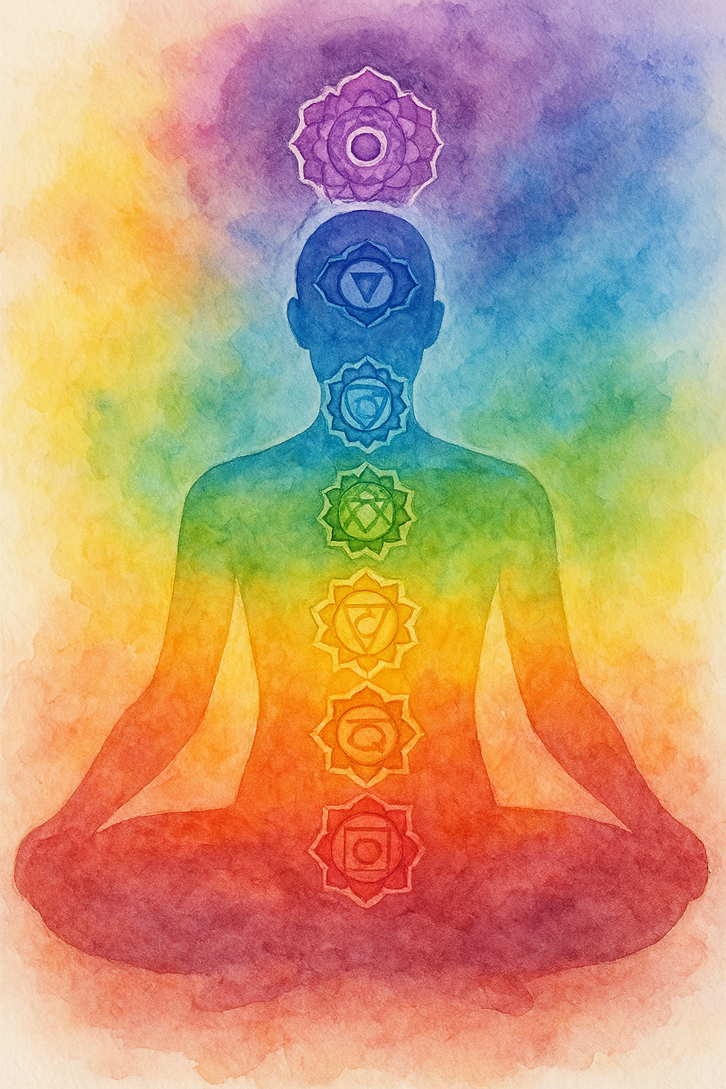 8 x 10 Water Color 7 Chakras Digital Image