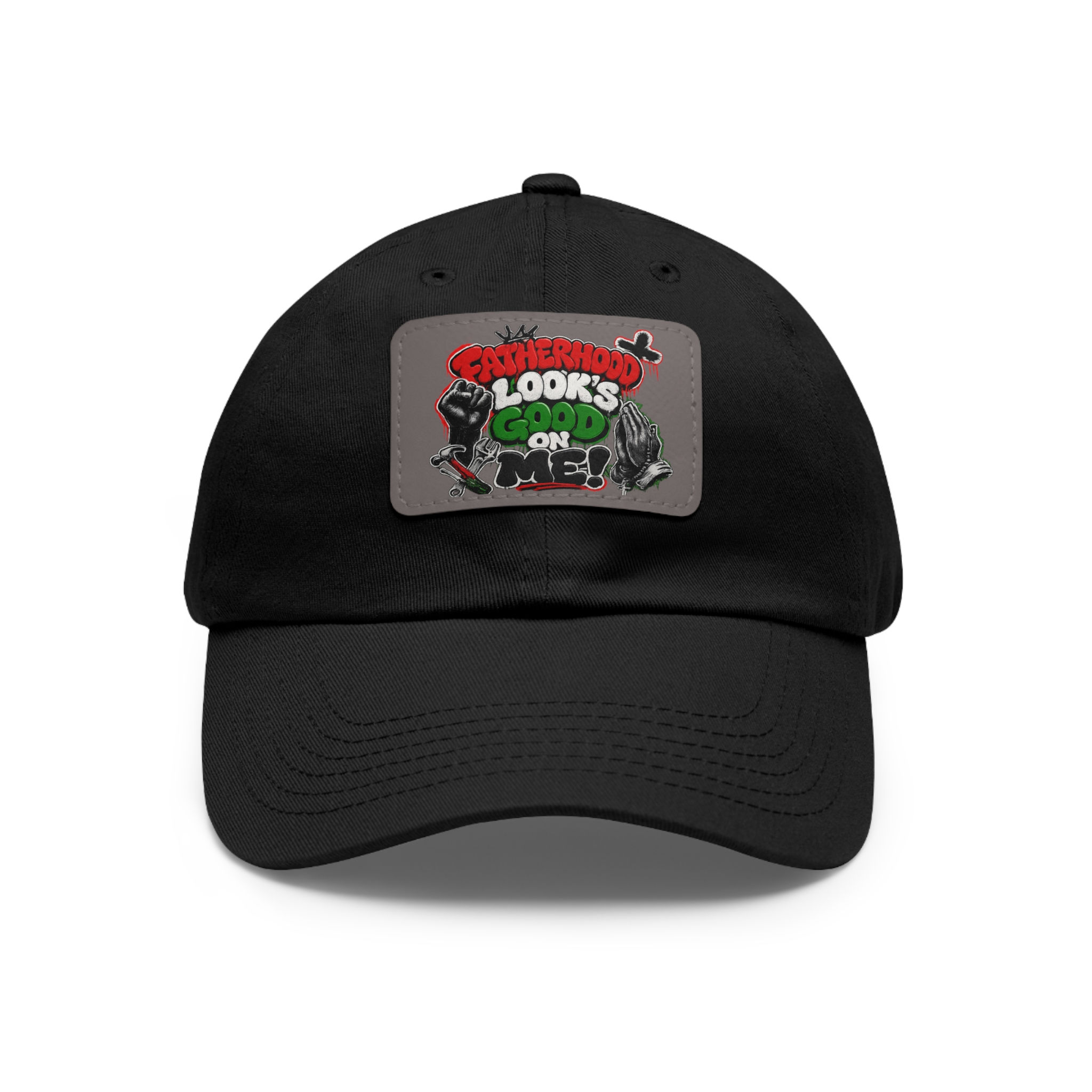 Dad Hat — 'Fatherhood Looks Good on Me' Leather Patch Cap