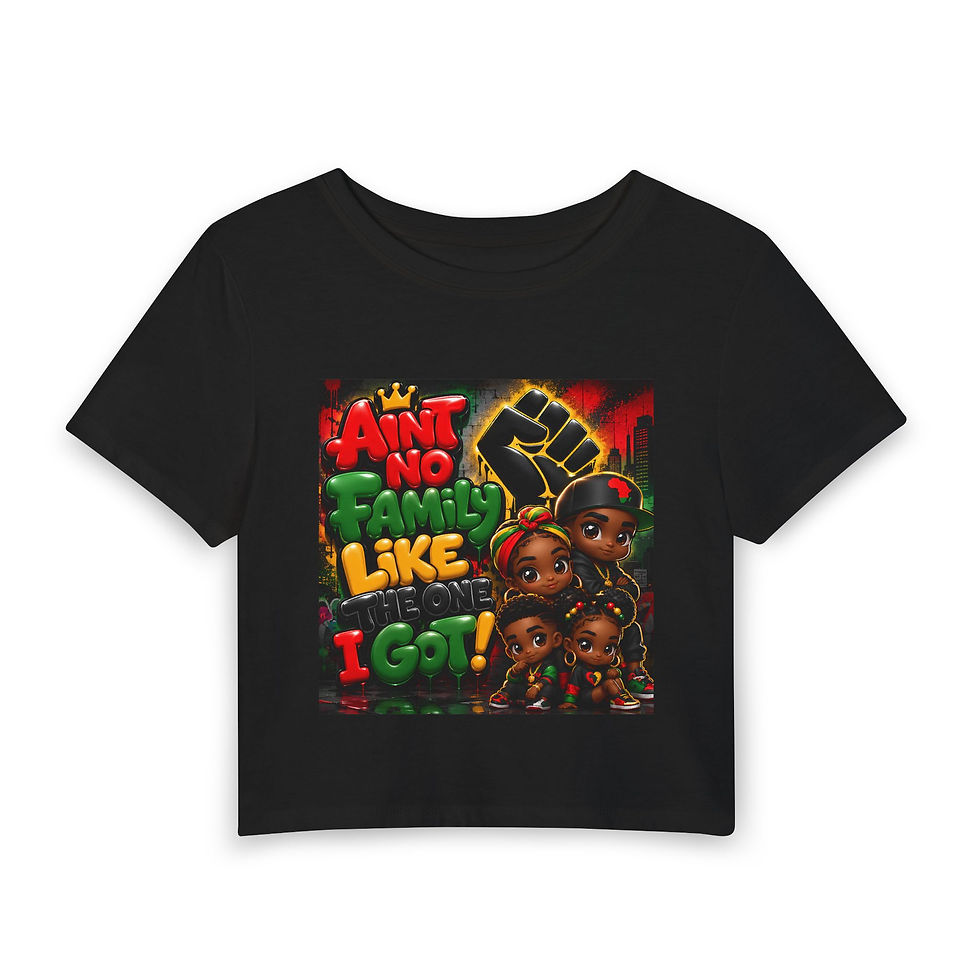 Thumbnail: Women's Baby Tee — 'Ain't No Family Like I Got' Afrocentric Pride Graphic