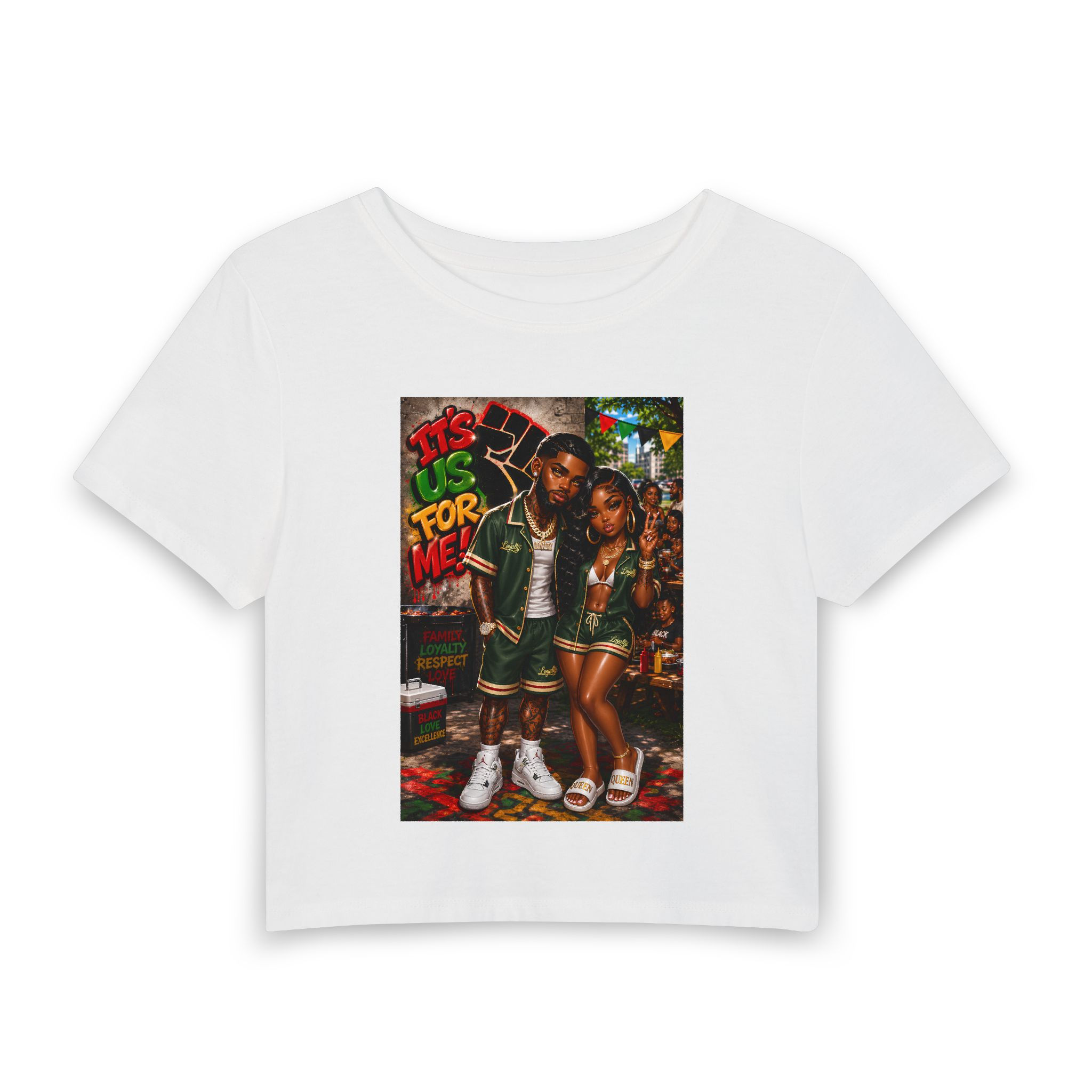 Holiday Couple Graphic Tee — 'Tis For Me' Festive Crop Top