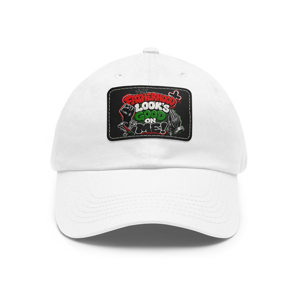 Thumbnail: Dad Hat — 'Fatherhood Looks Good on Me' Leather Patch Cap