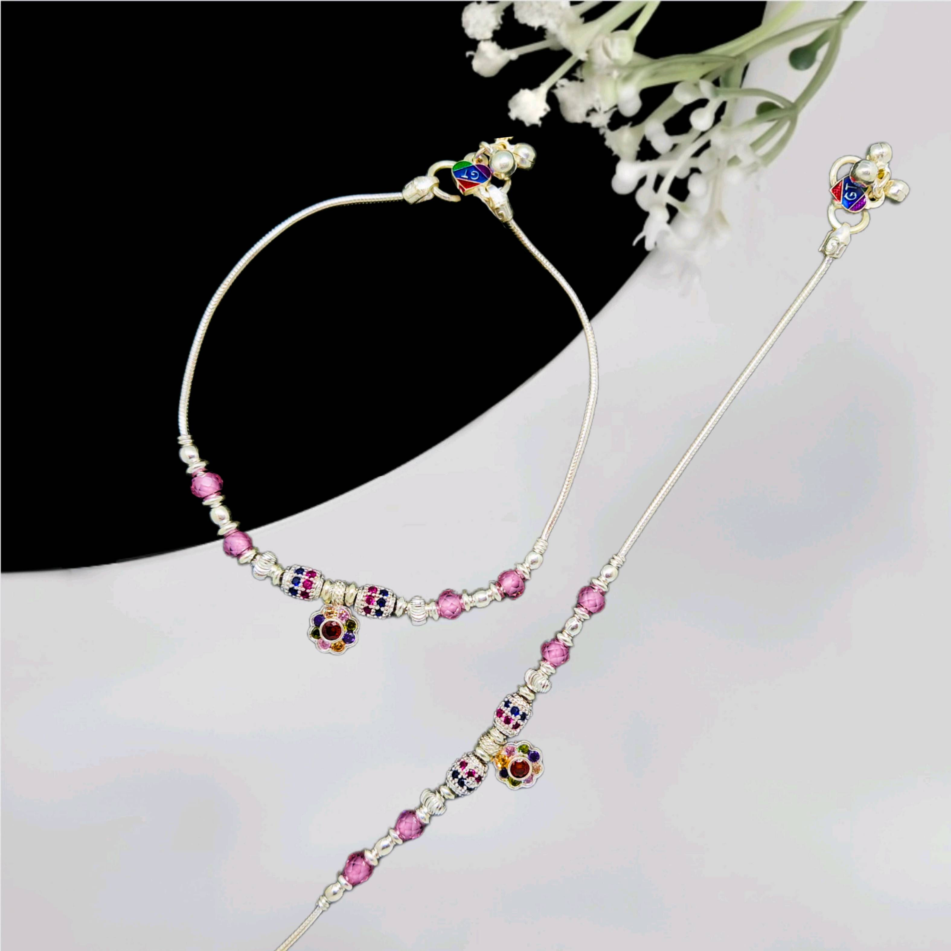 Latest Pink Diamond silver Payal
