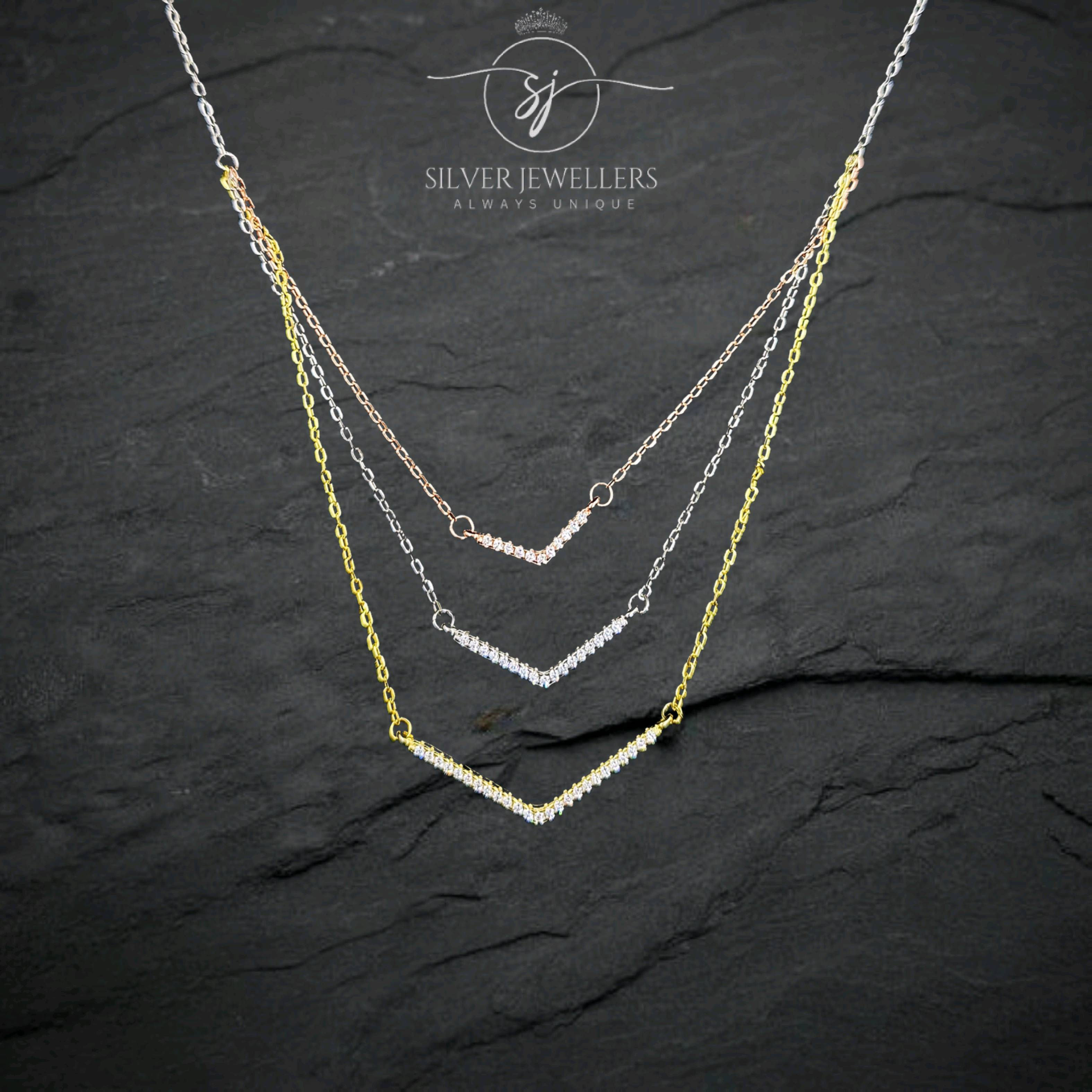 Triple line unique Pendant set for girls