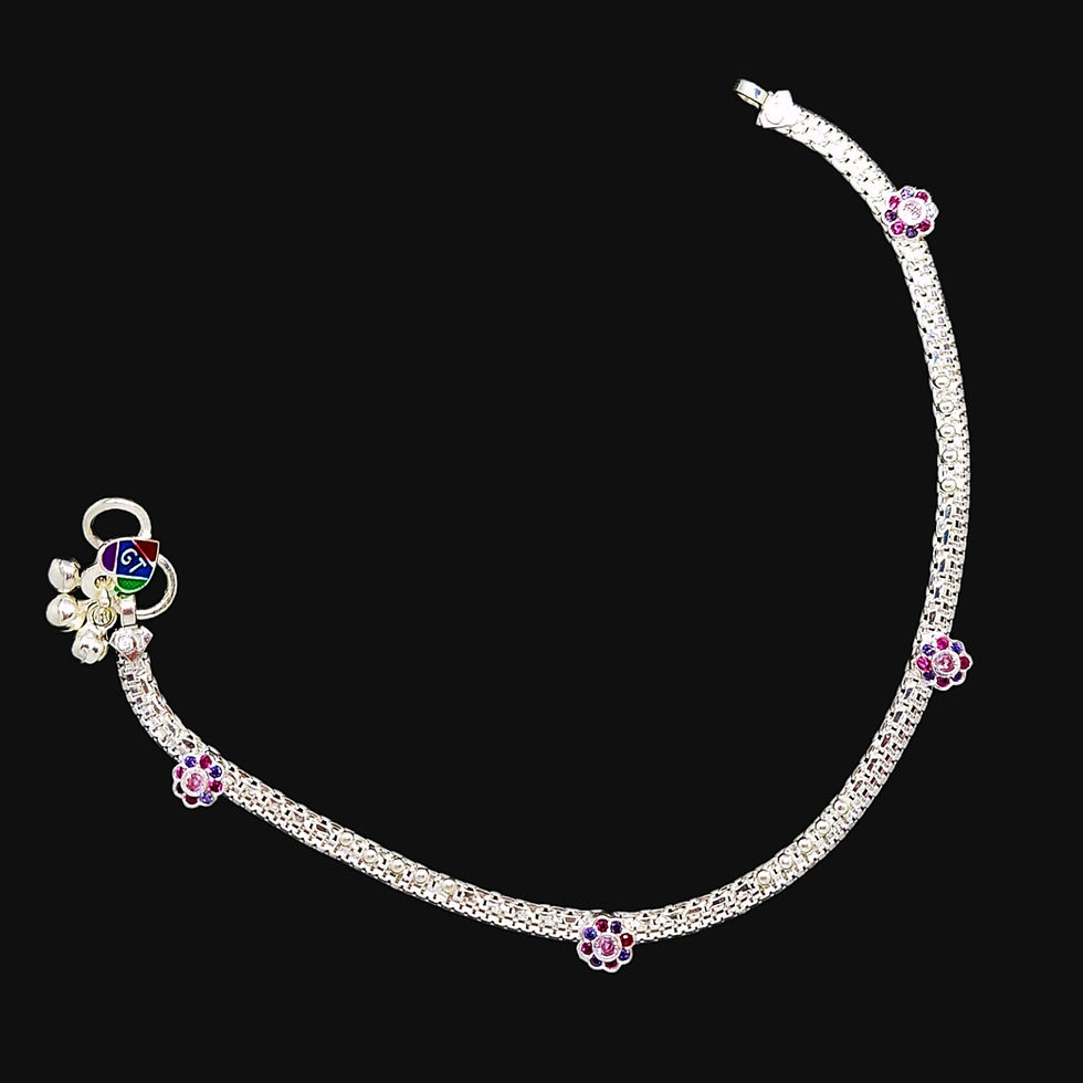 Thumbnail: Pink flower silver Payal
