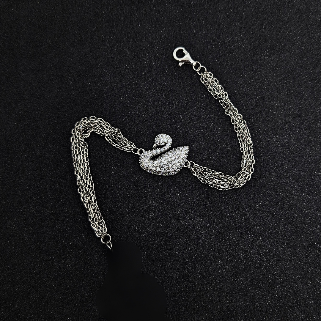 Fancy Swan Silver Bracelet for girls