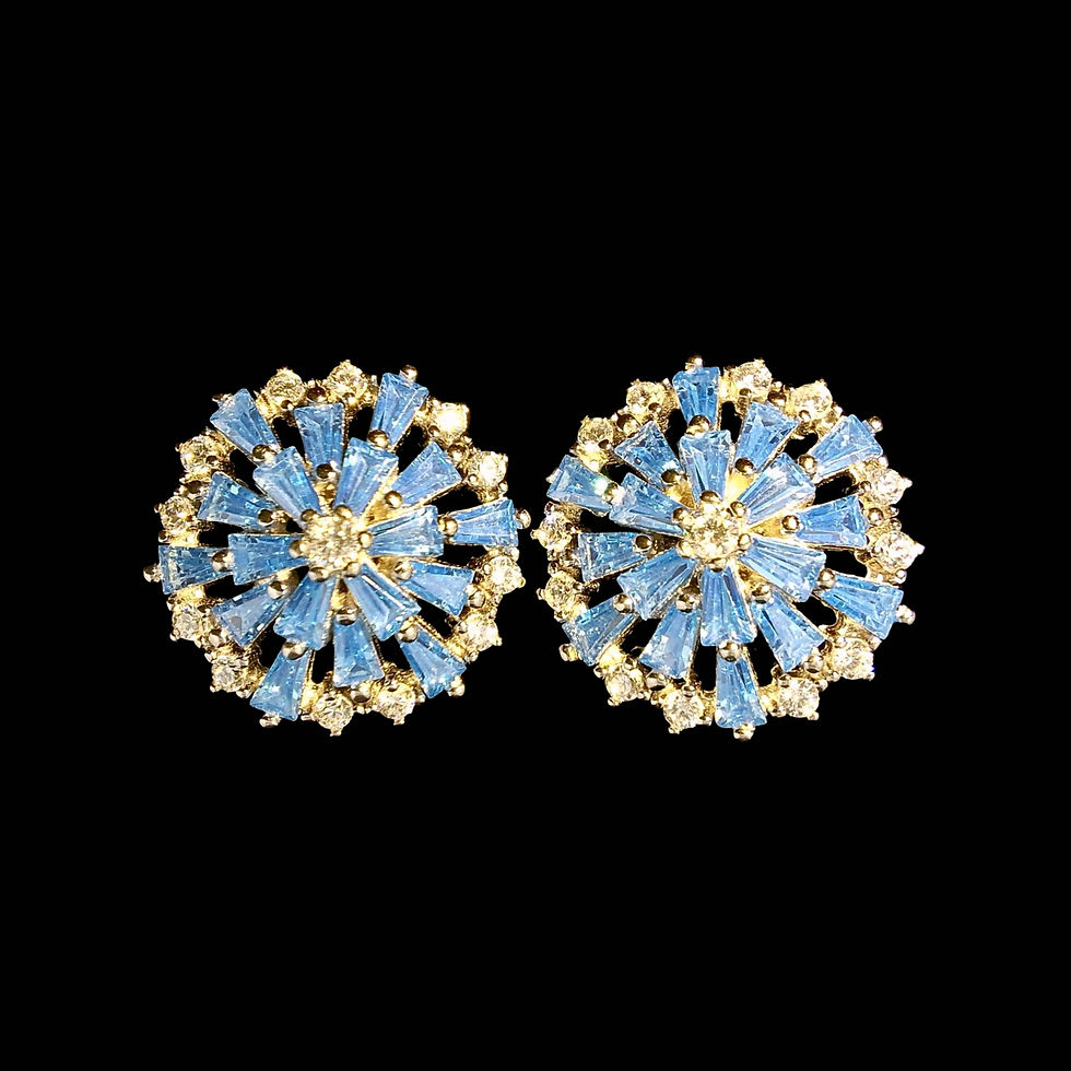 Thumbnail: Blue sunrise diamond silver pendant and earring set