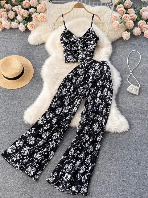 サムネイル： サマーキャミソールロングパンツセットアップ