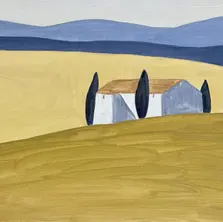 Hof vor weiten Hügeln Gemälde von Andreas Feil