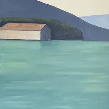 Bootshaus Gemälde vonAndreas Feil
