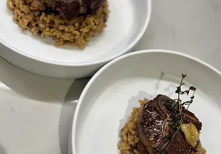 Seared Lamb Loin with Porcini Mushroom Risotto
