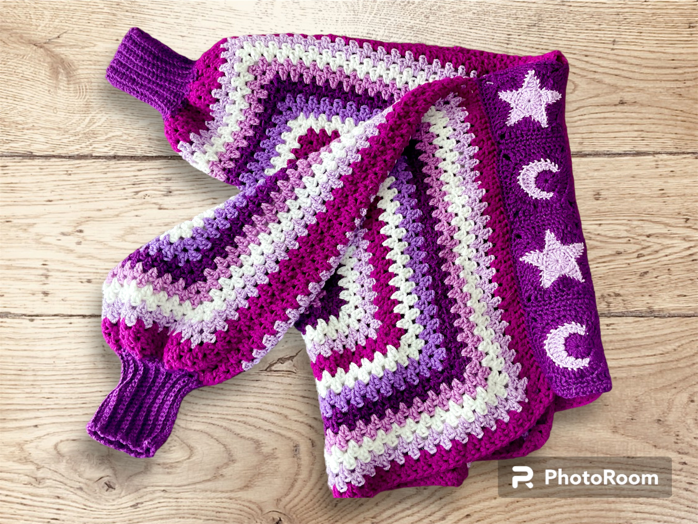 Moon and Stars Crochet Hexagon Cardigan