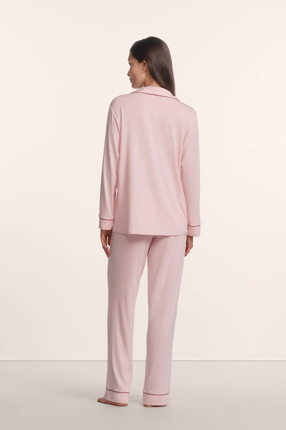 Thumbnail: Eberjey Gisele Long PJ Set - Pale Pink\Fig