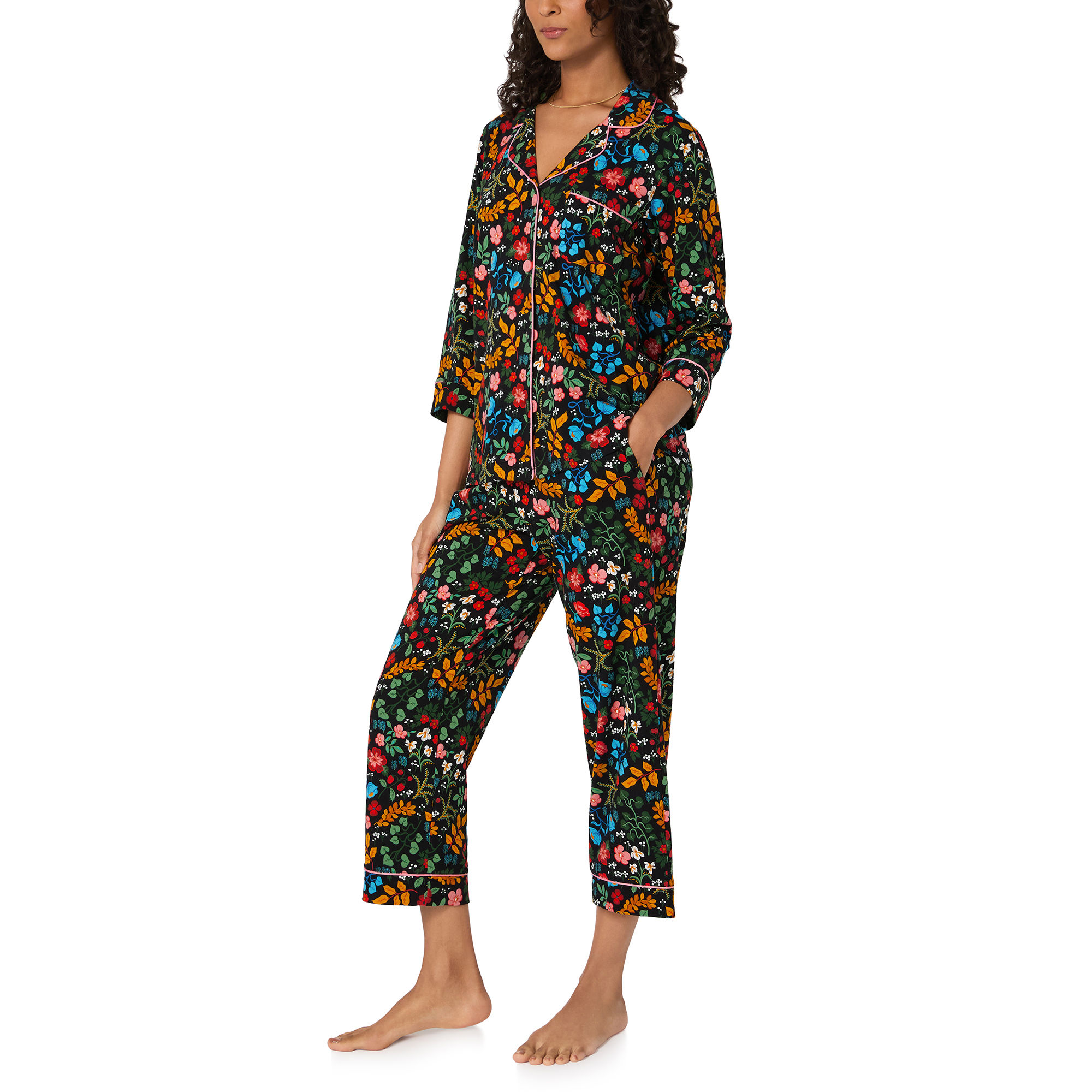 Bedhead Winter Blooms 3/4 Sleeve Classic Stretch Jersey Cropped PJ