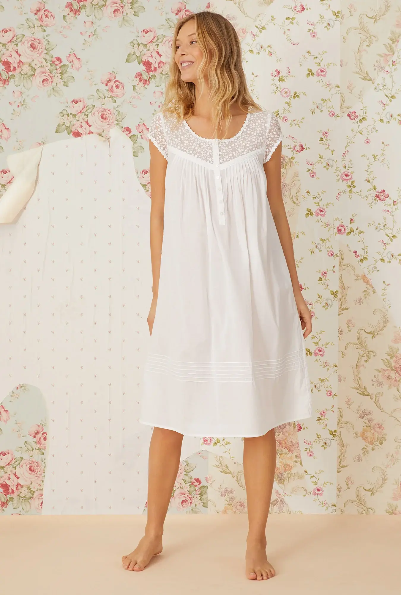 Eileen West Lace Daydream White Cotton Waltz Nightgown