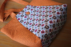 Sacola flores - marrom