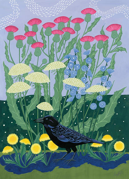 Crow with flowers.sm.jpg