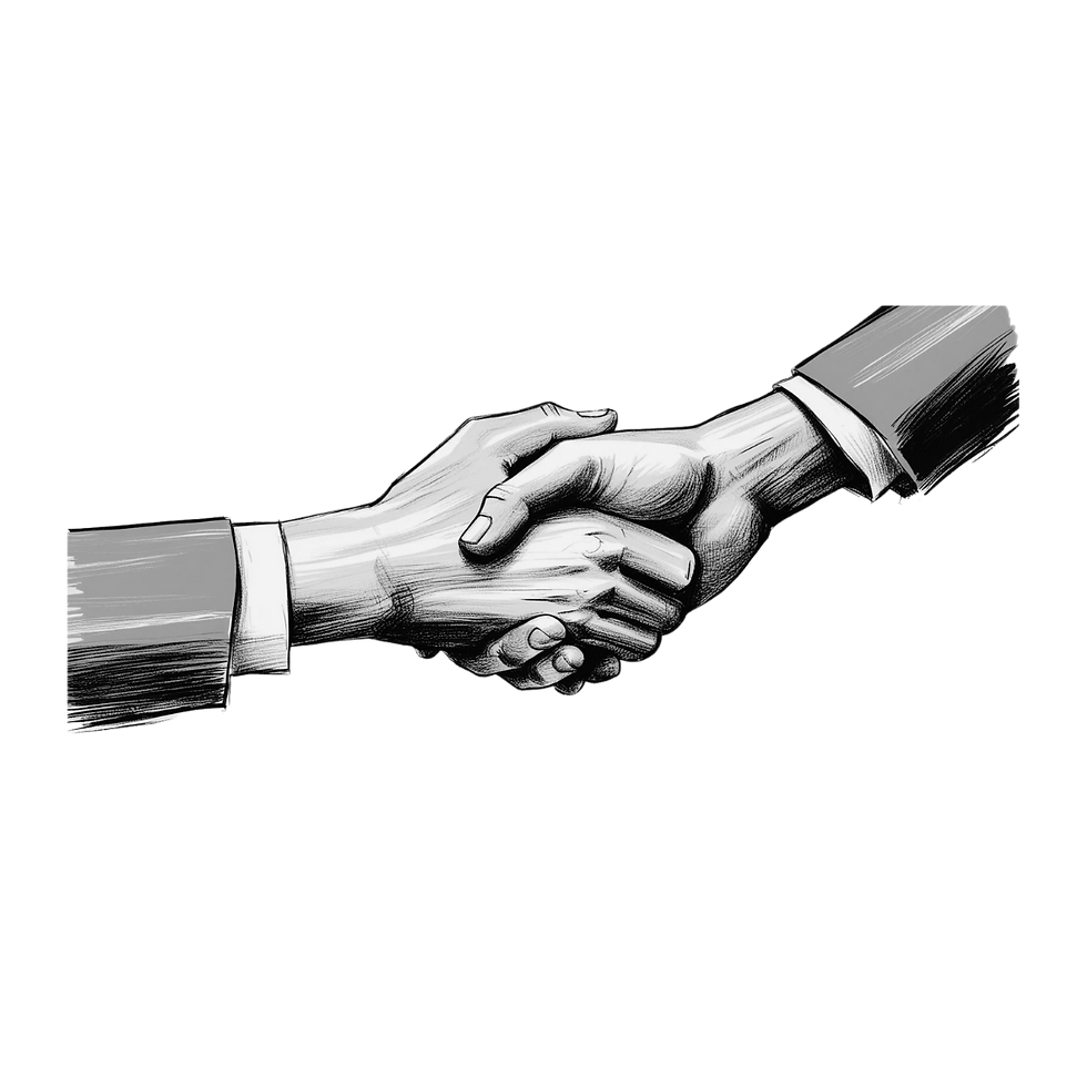 Dessin de deux mains se serrant la main, partenariat