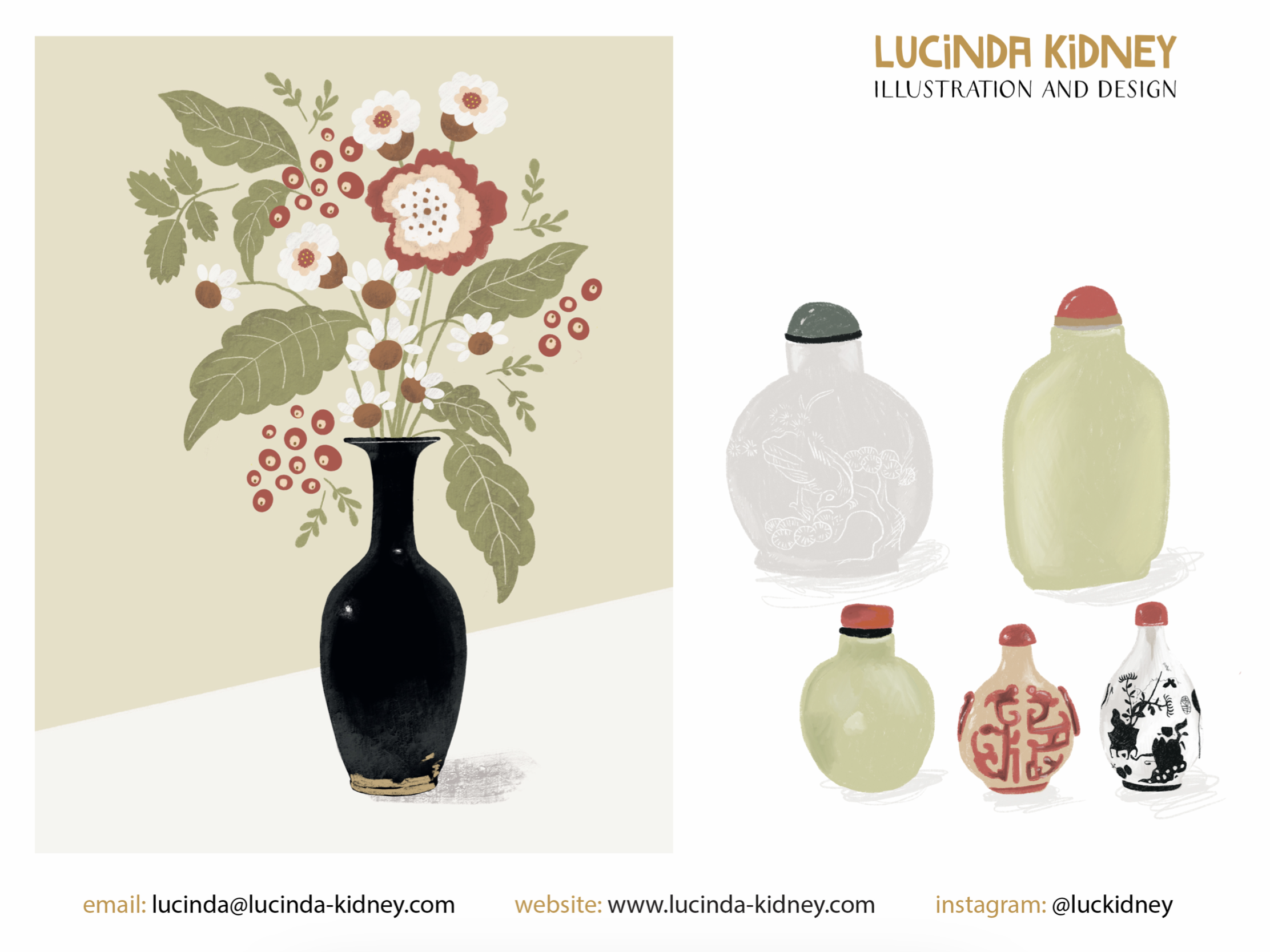 Chinese Vase and Scent Bottles