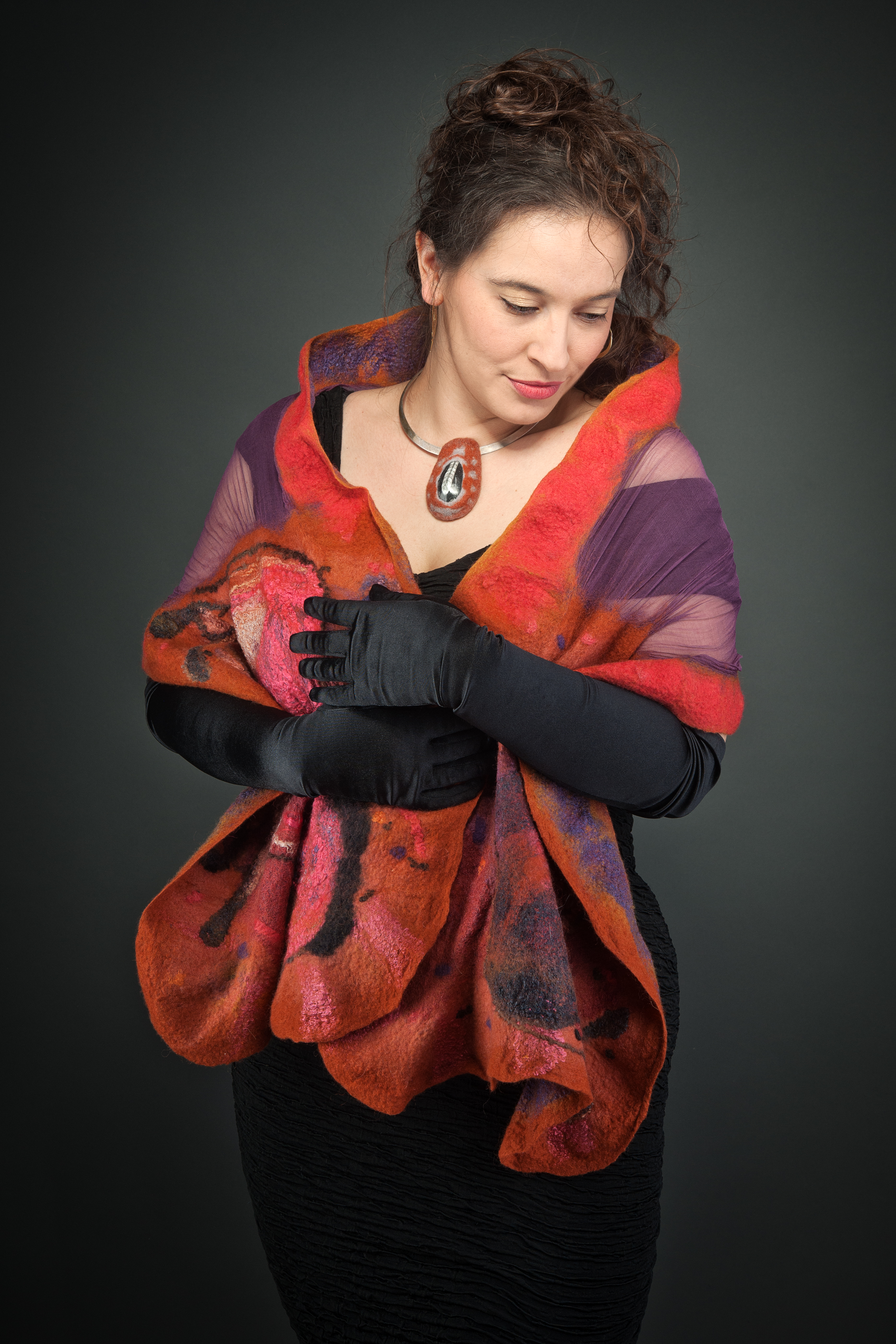 Black Stag Nuno Felted Scarf