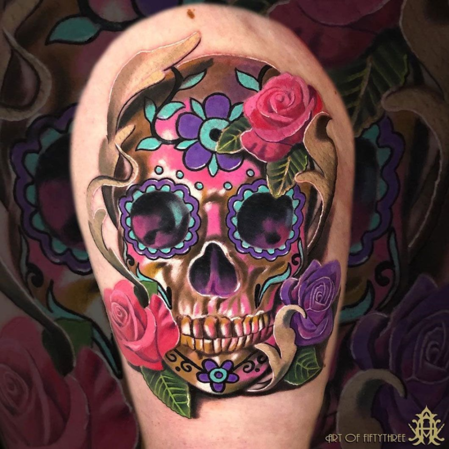 Tatuaje de calavera de azúcar tat-too.tv