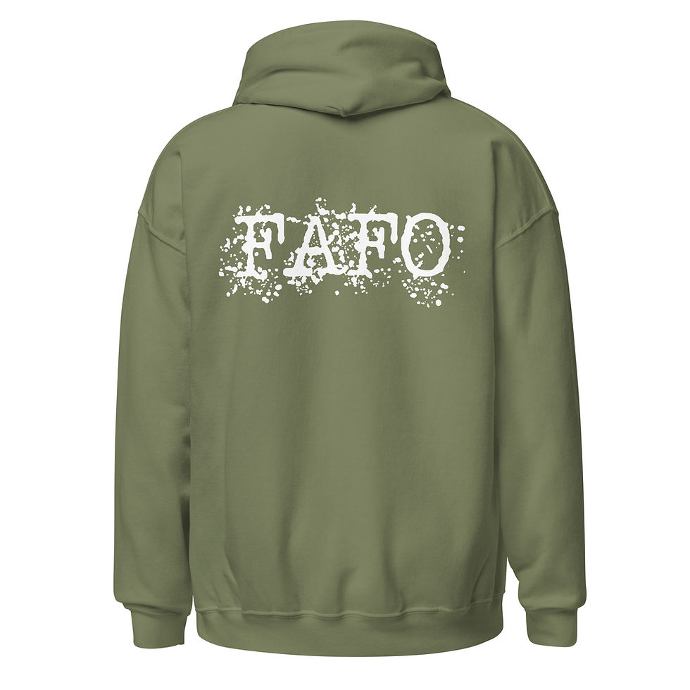 Thumbnail: Lunatic Distressed FAFO Unisex Hoodie - White Print