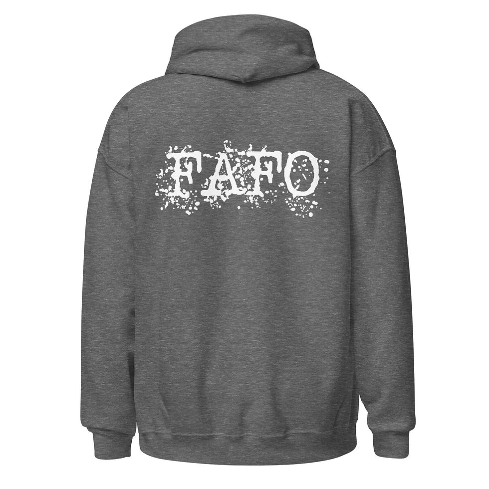 Thumbnail: Lunatic Distressed FAFO Unisex Hoodie - White Print