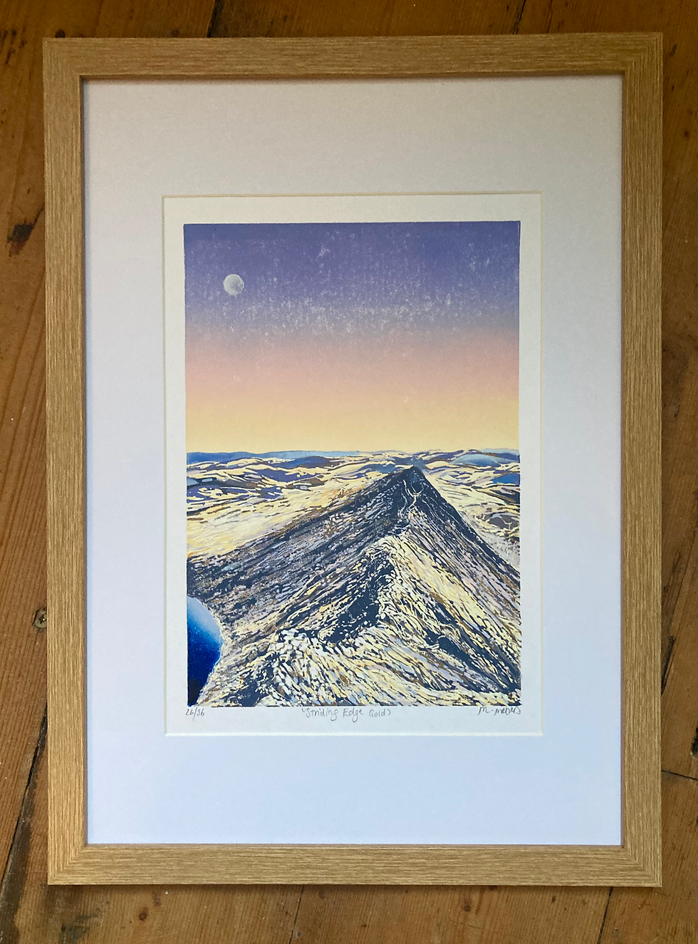 Thumbnail: 'Striding Edge Gold' Lino Print
