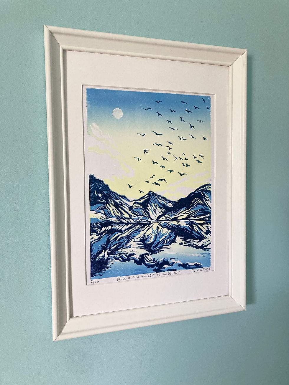Thumbnail: 'Peace In The Wasdale Valley (Blue)' Lino Print