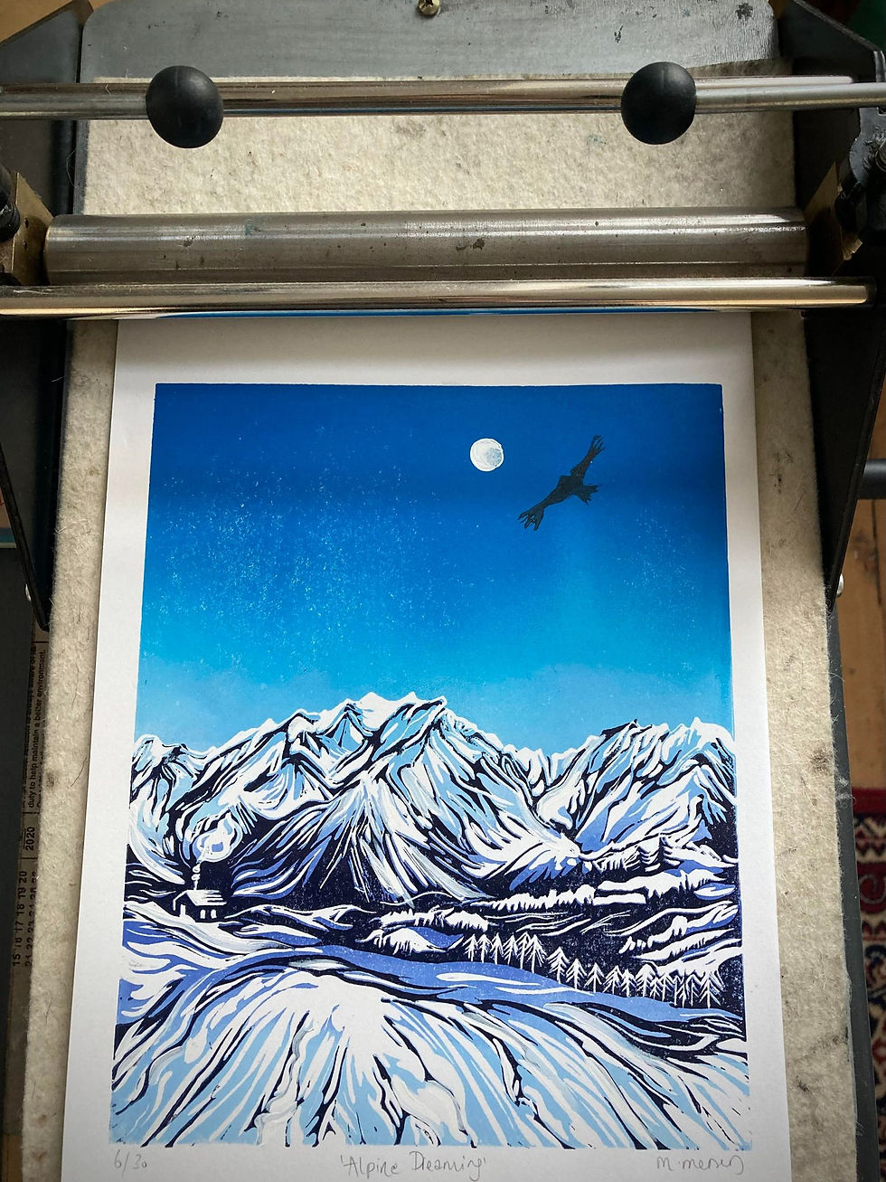 Thumbnail: 'Alpine Dreaming' Lino Print