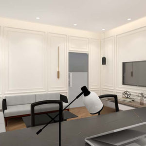 Modern, minimalist interior with sleek design elements.