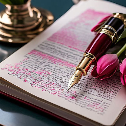 Red fountain pen editing pages