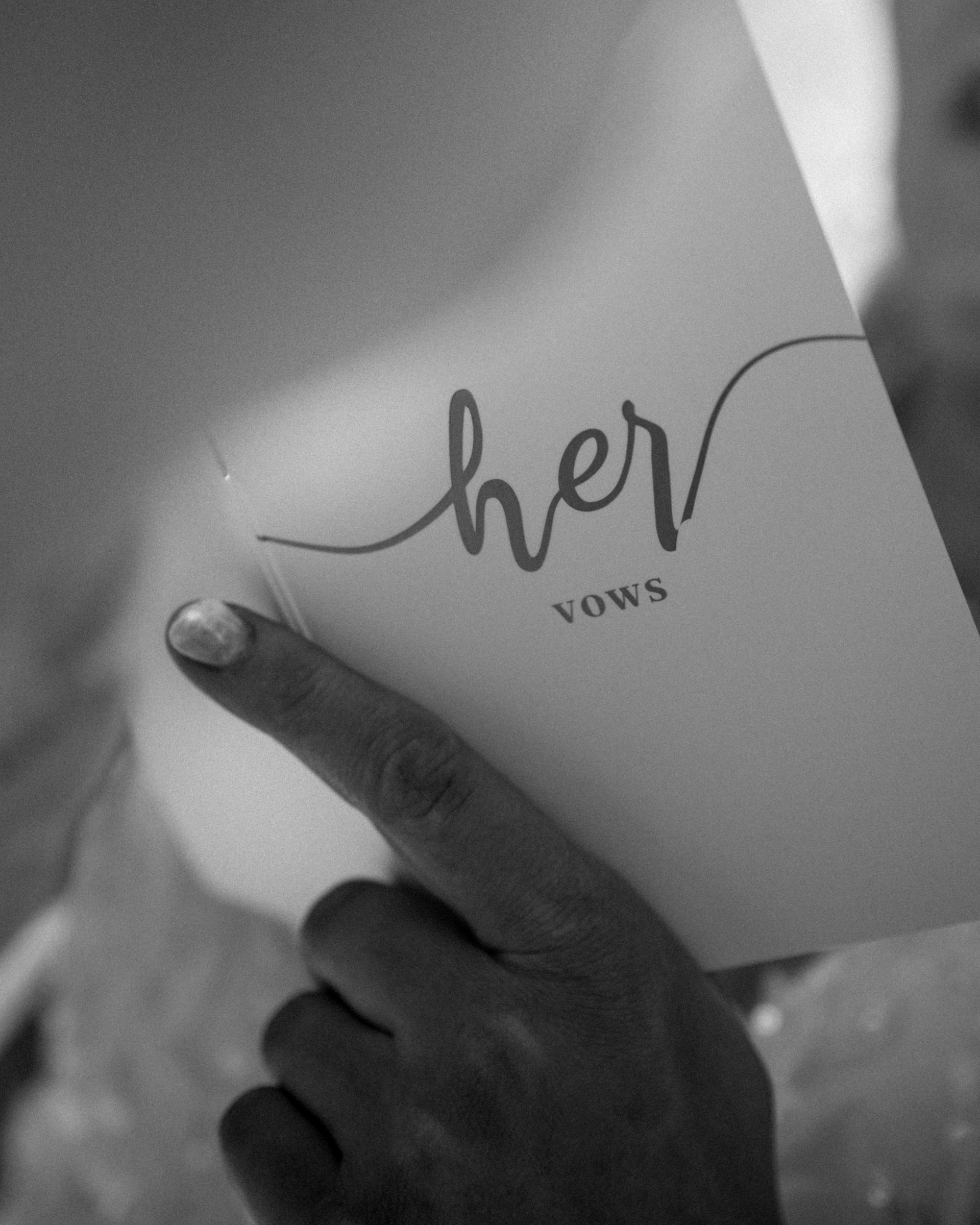 Detail photo of bride's vow book